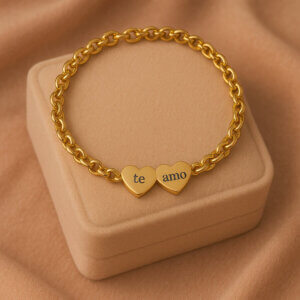 2 Hearts on Curb Chain Bracelet