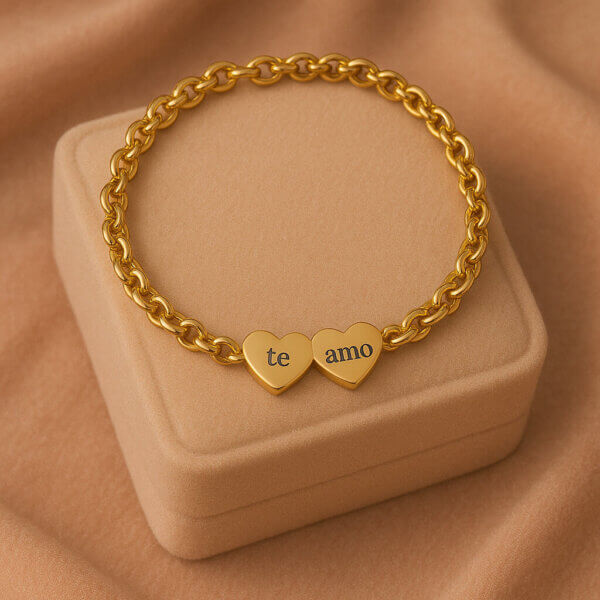 2 Hearts on Curb Chain Bracelet