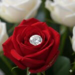 Diamonds in the center of each rose