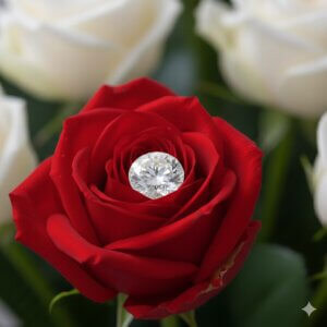 Diamonds in the center of each rose